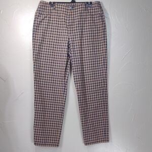 Liz Claiborne Tan, Navy Cotton Plaid Pants Women's 16